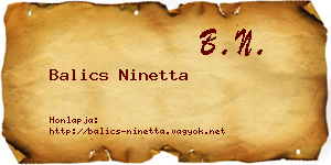 Balics Ninetta névjegykártya